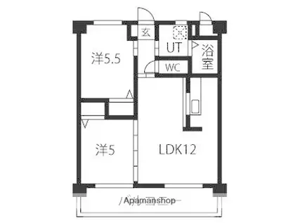 アザレア ヒル(2LDK/1階)の間取り写真
