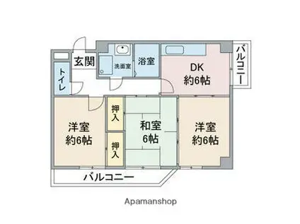 第2ブルーサンテ横地(3DK/2階)の間取り写真