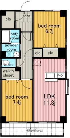 KANARE BLD(2LDK/1階)の間取り写真
