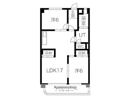 ロイヤルマンション丁田(2LDK/3階)の間取り写真