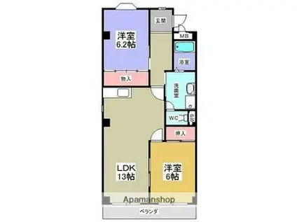 シュプール高針台(2LDK/2階)の間取り写真