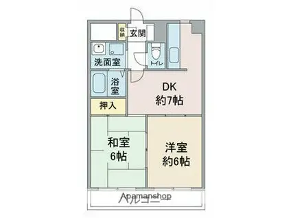 ソレイユ上社(2DK/6階)の間取り写真