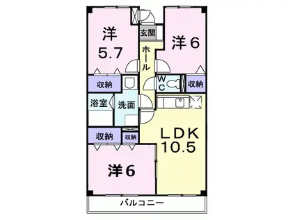サンシャイン恵(3LDK/3階)の間取り写真