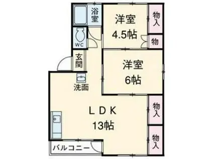 清和ビル(2LDK/4階)の間取り写真