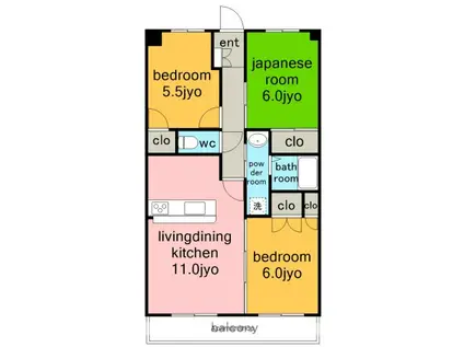 ベルルージュ上社(3LDK/6階)の間取り写真