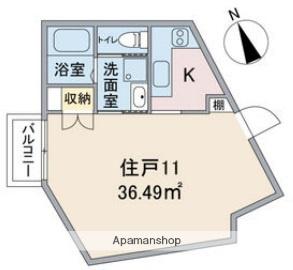 グランドスーシュ上社(1K/3階)の間取り写真