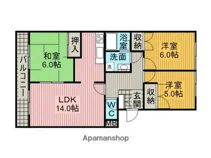 第2トータス(3LDK/2階)の間取り写真