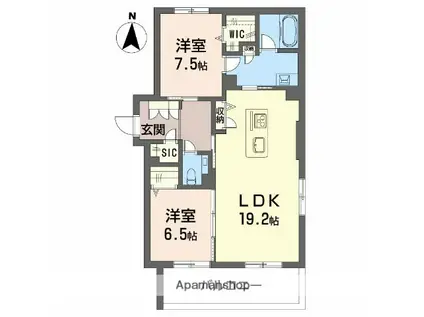 ウィステリア・ステージ真栄(2LDK/2階)の間取り写真