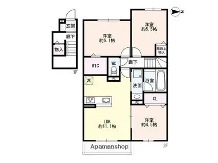 ソレイユ鴻の巣(3LDK/2階)の間取り写真