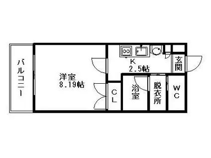 アップルコート一社(1K/3階)の間取り写真