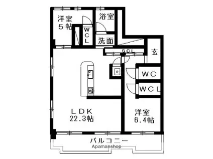 プレシャス藤ヶ丘(2LDK/2階)の間取り写真