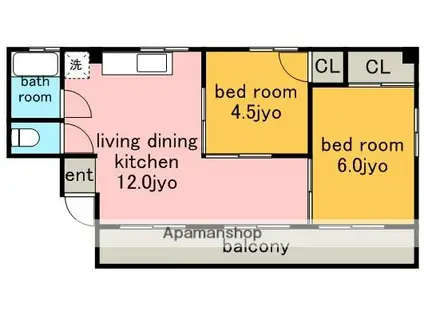 シャンボール長久手(2LDK/3階)の間取り写真