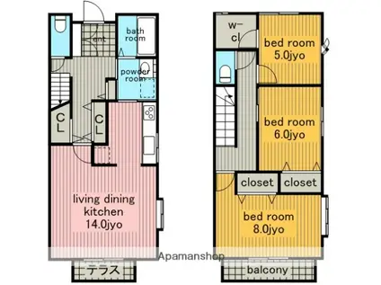 ウィンヒル(3LDK/1階)の間取り写真