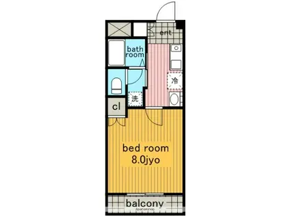 ブランシュール(1K/2階)の間取り写真