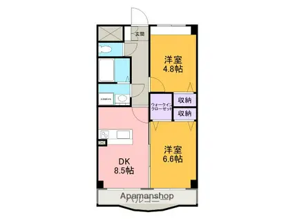 ロイヤル大成町1号館(2DK/1階)の間取り写真