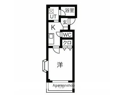 スカイパレス山之手(1K/2階)の間取り写真