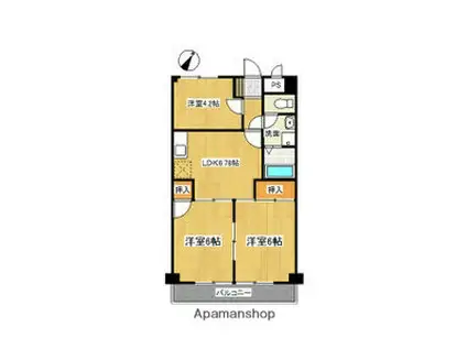 第一板倉マンション(3LDK/1階)の間取り写真