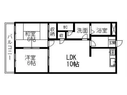 チェリーヒルコーボー(2LDK/3階)の間取り写真