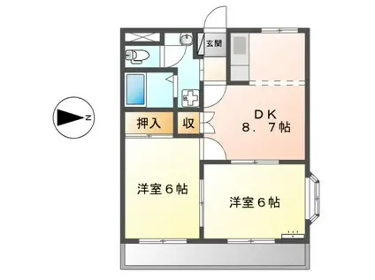 メルロウズプレイスA(2DK/1階)の間取り写真