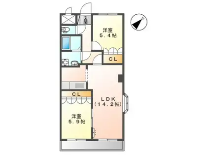 シャーロックホームZU(2LDK/3階)の間取り写真