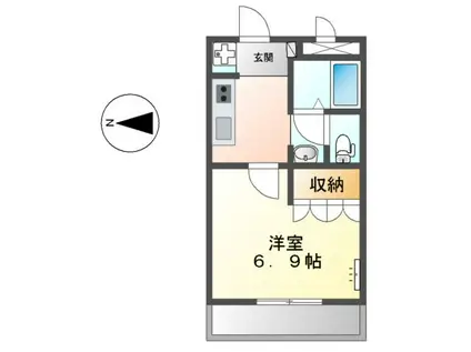 ハイヴィレッジ詩音Ⅱ(1K/2階)の間取り写真