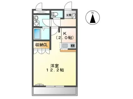 プレステージⅠ(1K/1階)の間取り写真