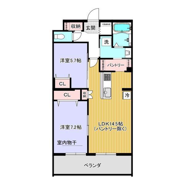 レジデンス グリシナ (2LDK/3階)の間取り写真