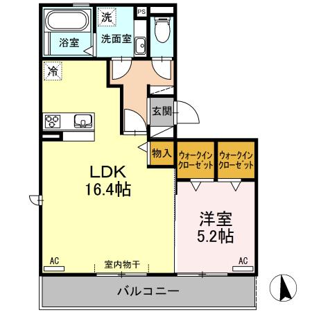 クリア トゥレス A棟(1LDK/3階)の間取り写真