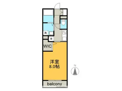 スカイパラスⅢ(1K/2階)の間取り写真