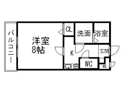 アンプルール ブワ 汐凪(1K/2階)の間取り写真