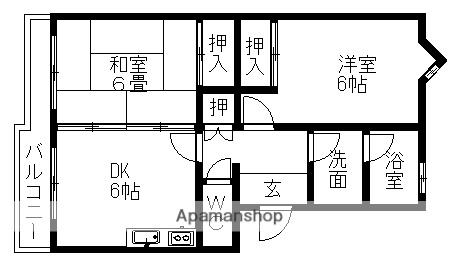 リバーサイド鬼頭(2DK/2階)の間取り写真