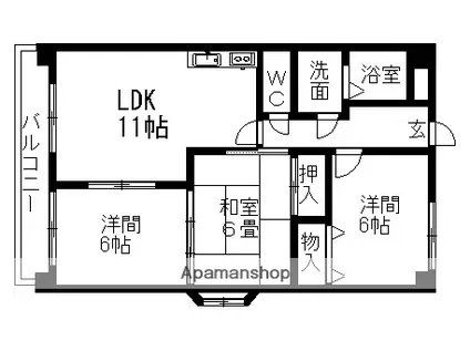 イーストロイヤルサイトウ(3LDK/7階)の間取り写真