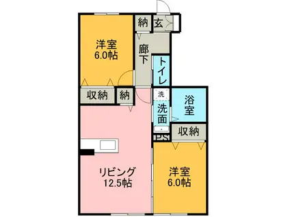 アンスリール上郷(2LDK/1階)の間取り写真