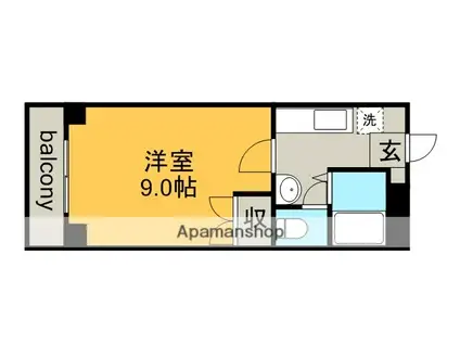 アンソレイエ(1K/3階)の間取り写真