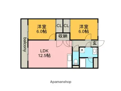 エンドール吉根(2LDK/2階)の間取り写真