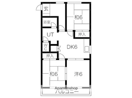 コーポソアラ北(3DK/3階)の間取り写真