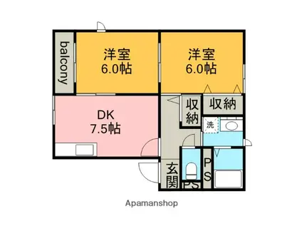 アドザックス白馬(2DK/2階)の間取り写真