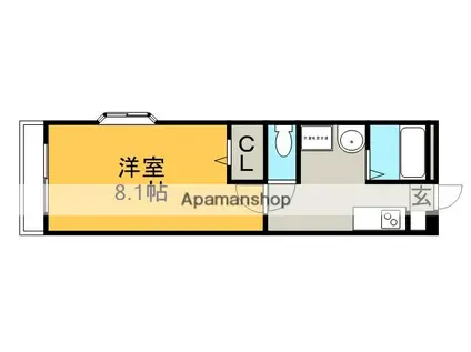 アンプルール ブワ 秀(1K/1階)の間取り写真