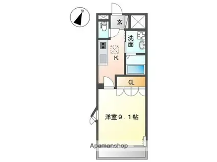 ボ-リバ-ジュ(1K/1階)の間取り写真