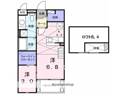 アリアスⅡ(1LDK/2階)の間取り写真