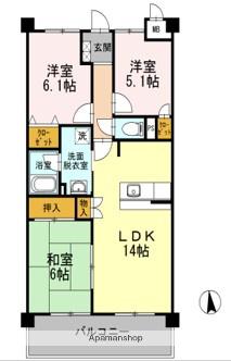 ヴォーリバージュⅢ(3LDK/3階)の間取り写真