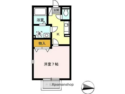 プリシェール小木田(1K/1階)の間取り写真