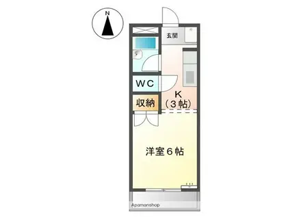 ランドマークK(1K/3階)の間取り写真