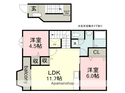 プルミエ気噴(2LDK/2階)の間取り写真