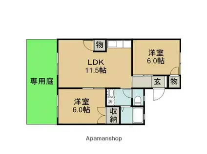 サンハイツ藤山台(2LDK/1階)の間取り写真