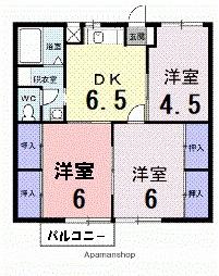 リバーサイド梅の木橋(3DK/2階)の間取り写真