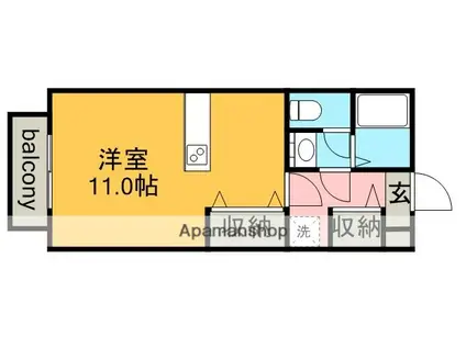 サニーガーデンⅡ(ワンルーム/2階)の間取り写真