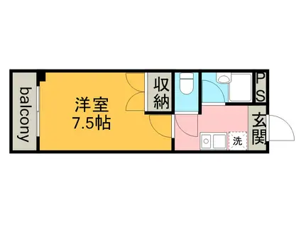 ハッピーハウス(1K/3階)の間取り写真