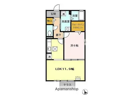 リヴィエールS(1LDK/1階)の間取り写真