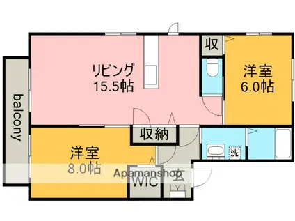 プランドール(2LDK/2階)の間取り写真